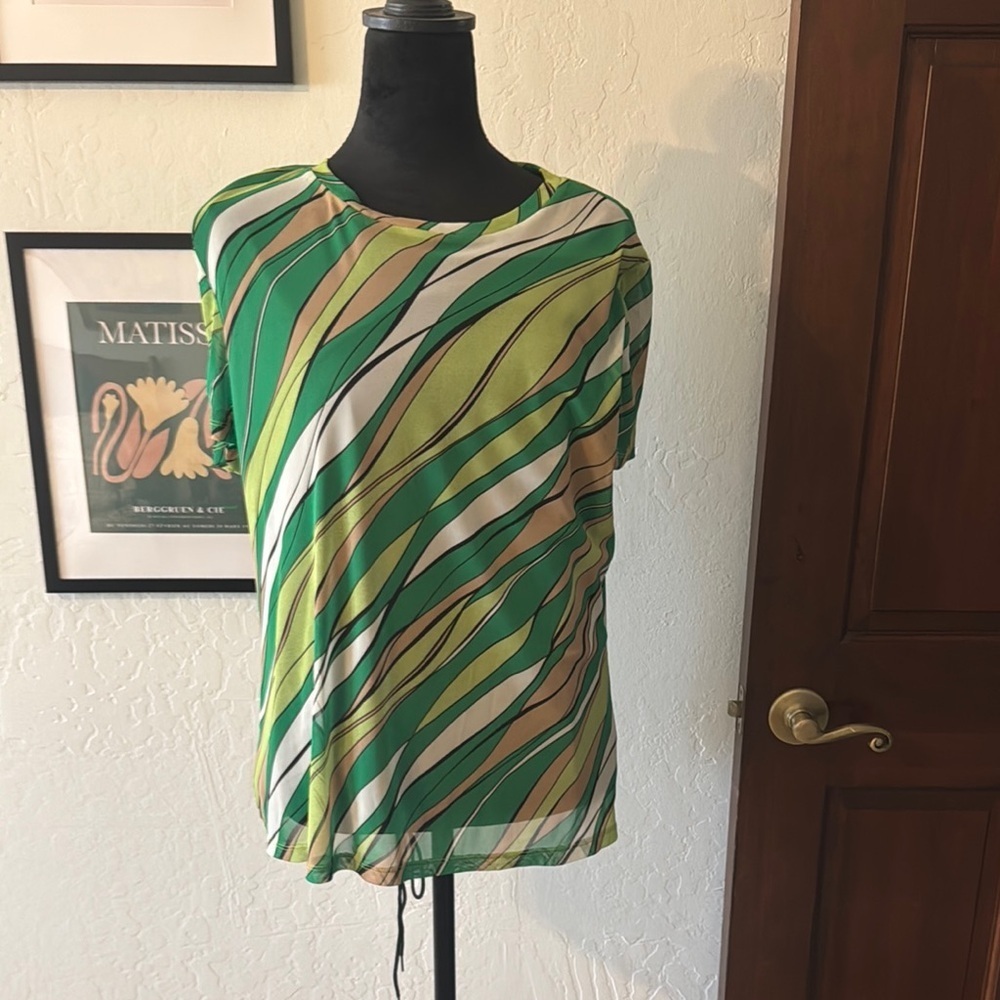 Bar III Green Asymmetrical Relaxed Blouse NWOT
